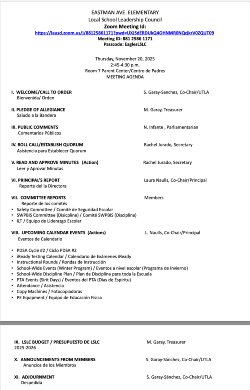 Local School Leadership Council Meeting